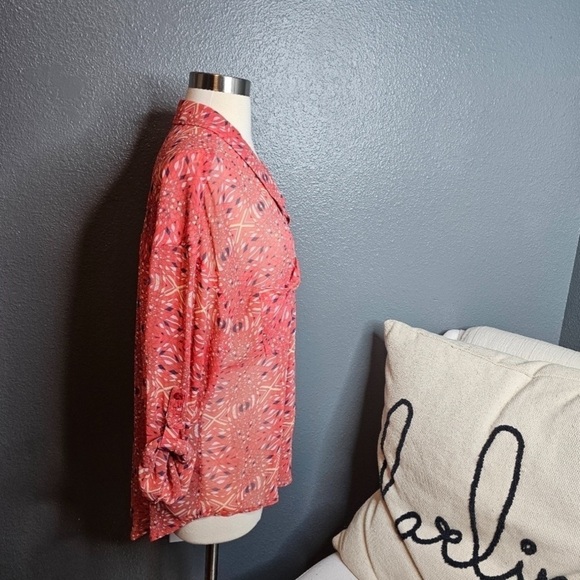Free People orange button front blouse size Medium - Picture 2 of 5